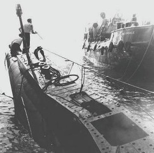 [Picture of HMS Sidon sunk in the Harbour]